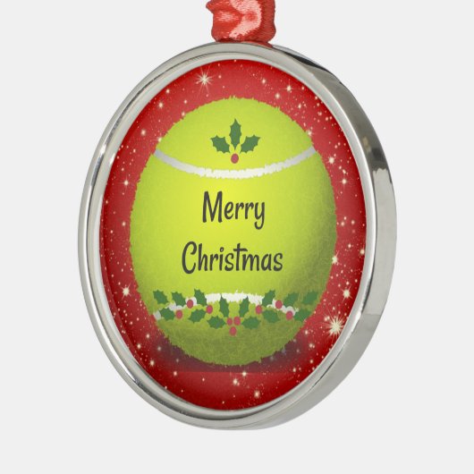 メリークリスマス、フェスティバルテニスデザイン、 メタルオーナメント (左)