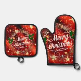 メリークリスマス、フェスティバルデザイン、 鍋つかみ&鍋敷きセット