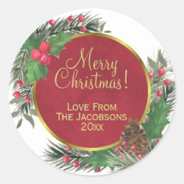 メリークリスマス!フェスティバルホリー&パインホリデイ ラウンドシール