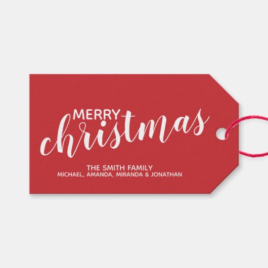 『メリークリスマス』フェスティバルレッド ギフトタグ (正面(横))