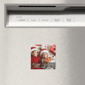 メリークリスマス |フェスティバル金ゴールドタイポグラフィ写真 マグネット (インサイチュ (食洗機))