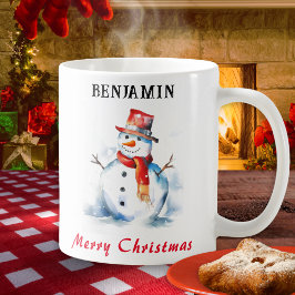 メリークリスマス フェスティバル スノーマン 名入れギフト コーヒーマグカップ