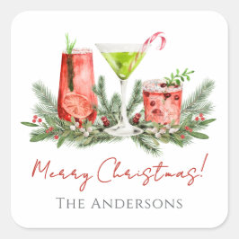 メリークリスマス フェスティブカクテル ホリデー スクエアシール