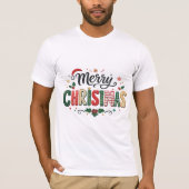 メリークリスマス フェスティブタイポグラフィー Tシャツ (正面)
