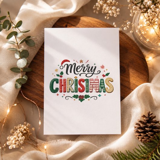 メリークリスマス フェスティブ タイポグラフィ デザイン シーズンカード