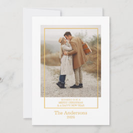 メリークリスマス フォトコラージュ ゴールド ホリデーカード 招待状