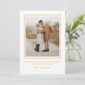 メリークリスマス　フォトコラージュ　ゴールド　ホリデーカード 招待状 (スタンド正面)