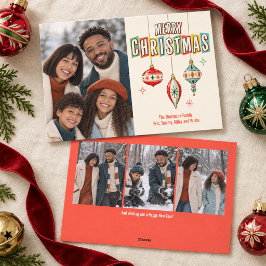 メリークリスマス フォトコラージュ レトロ風タイポグラフィ シーズンカード