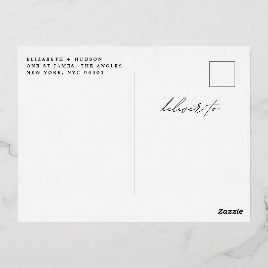 メリークリスマス | フォトコラージュ | 赤クラシック色 箔シーズンポストカード (裏面)