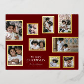メリークリスマス | フォトコラージュ | 赤クラシック色 箔シーズンポストカード (正面)