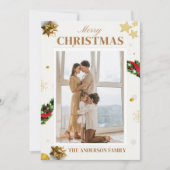 メリークリスマス フォト クラシック ゴールド ホリデー カード (正面)
