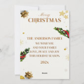 メリークリスマス フォト クラシック ゴールド ホリデー カード (裏面)