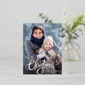 メリークリスマス フォト グリーティング シルバー 箔シーズンポストカード (立ち正面)
