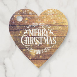 メリークリスマス フォト ラスティック ウッド スノーフレーク フェイバータグ