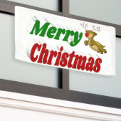 メリークリスマス・フライング・トナカイのタイポグラフィ 横断幕 (ビルの外側)