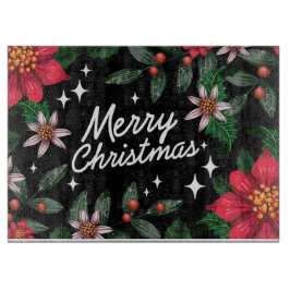 メリークリスマス フラワーリース カッティングボード