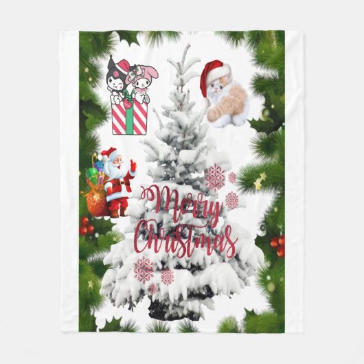 メリークリスマス フリースブランケット (正面)