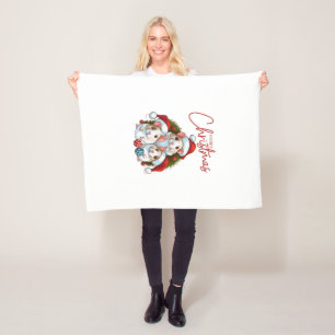 メリークリスマス フリースブランケット