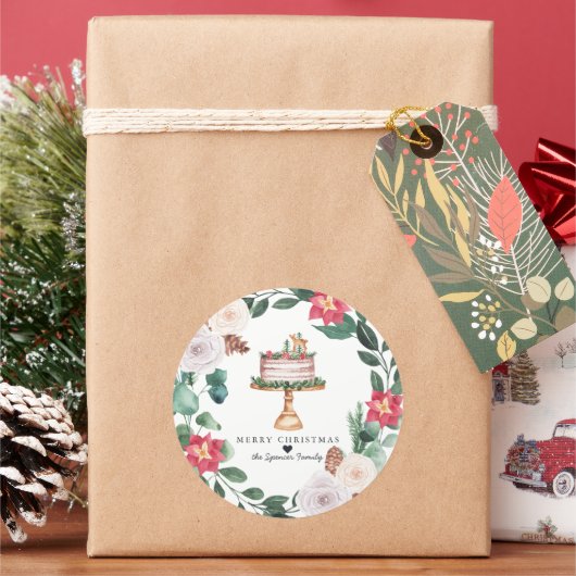 メリークリスマス |フローラリースケーキ ラウンドシール (クリスマス)