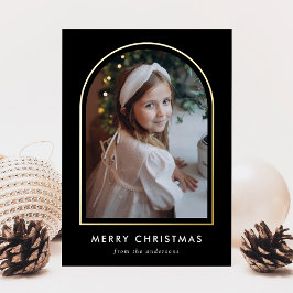 メリークリスマス ブラックアーチ 写真 箔シーズンカード