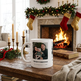 メリークリスマス ブラックタイポグラフィ 3枚写真ギフト コーヒーマグカップ