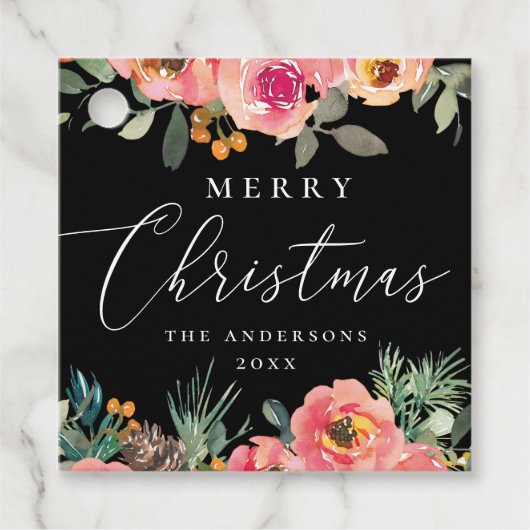 メリークリスマス | ブラックフローラ&パインホリデイ フェイバータグ (正面)