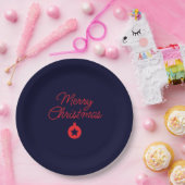 メリークリスマス ブラックロック ブルー クラシカル ユニーク ペーパープレート (パーティー)