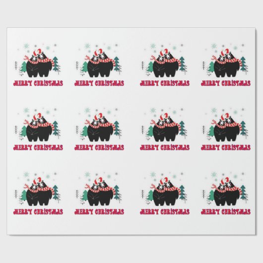 メリークリスマス・ブラック・ベアーズ ラッピングペーパー (シーム)