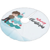 メリークリスマス ブラッシュドポリエステルツリースカート (アングル)