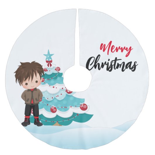 メリークリスマス ブラッシュドポリエステルツリースカート (正面)