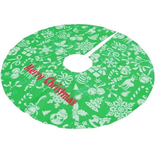 メリークリスマス ブラッシュドポリエステルツリースカート (アングル)