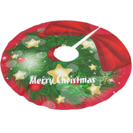 メリークリスマス ブラッシュドポリエステルツリースカート