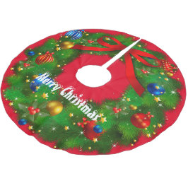 メリークリスマス ブラッシュドポリエステルツリースカート