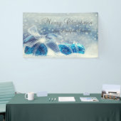 メリークリスマス、ブルー、クリスマスボール 横断幕 (トレードショー)