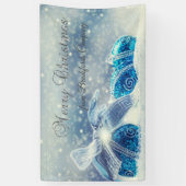 メリークリスマス、ブルー、クリスマスボール 横断幕 (縦)