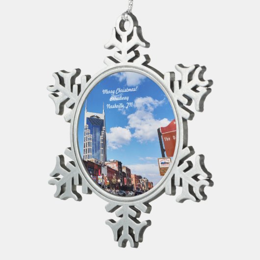 メリークリスマス!ブロードウェイ、ナッシュビルオーナメント スノーフレークピューターオーナメント (右)