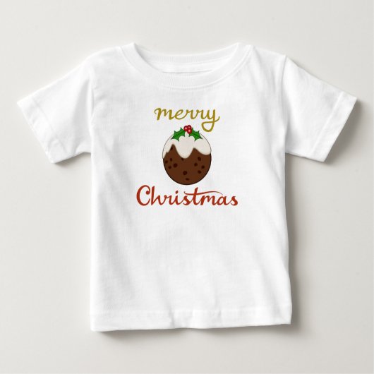 メリークリスマス+プリンデザイン ベビーTシャツ (正面)