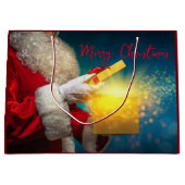 メリークリスマス.プレゼント付きサンタ ラージペーパーバッグ (正面)