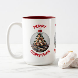 メリークリスマス プロフィトロールの飾り玉 ツートーンマグカップ