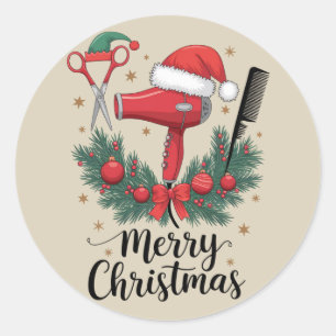 メリークリスマス ヘアスタイリスト ヘアスタイリスト クリスマス ヘア ラウンドシール