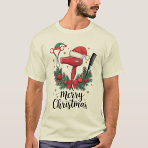 メリークリスマス ヘアスタイリスト ヘアスタイリスト クリスマス ヘア Tシャツ