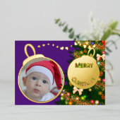 メリークリスマス – ベビー写真 箔シーズンカード (立ち正面)