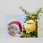 メリークリスマス – ベビー写真 箔シーズンカード (立ち正面)