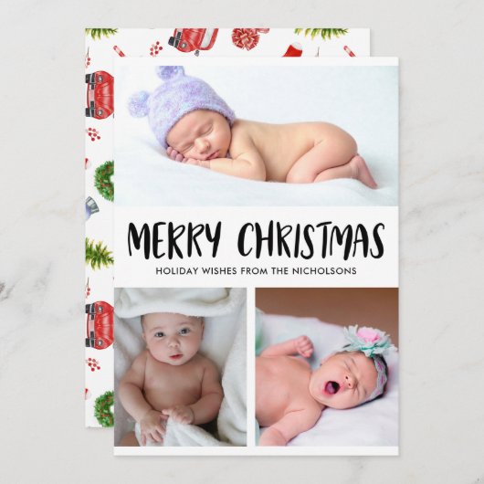 メリークリスマス | ベビー初めてのクリスマス写真 シーズンカード (正面/裏面)