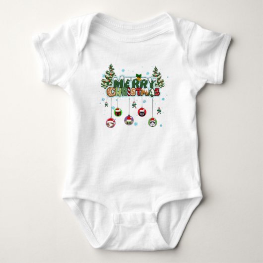 メリークリスマス ベビーTシャツ ベビーボディスーツ (正面)