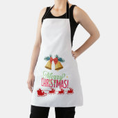 メリークリスマス - ベルとサンタのソリのデザイン エプロン (インサイチュ)