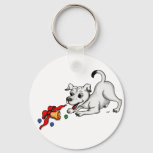 メリークリスマス!ベルとボールで子犬 キーホルダー