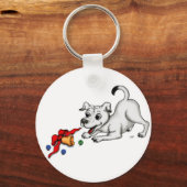 メリークリスマス！ベルとボールで子犬 キーホルダー (正面)