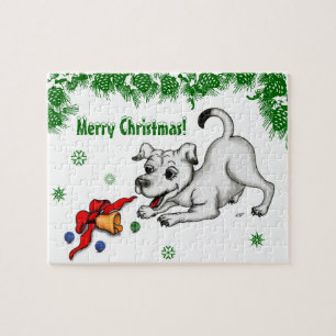 メリークリスマス!ベルとボールで子犬 ジグソーパズル