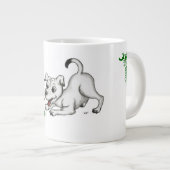 メリークリスマス！ベルとボールで子犬 ジャンボコーヒーマグカップ (正面右)